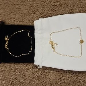 Gold tone ankle bracelet set
